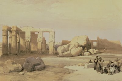 Fragmentos del Gran Coloso, en el Memnonium, Tebas, 1937 a.C. de David Roberts